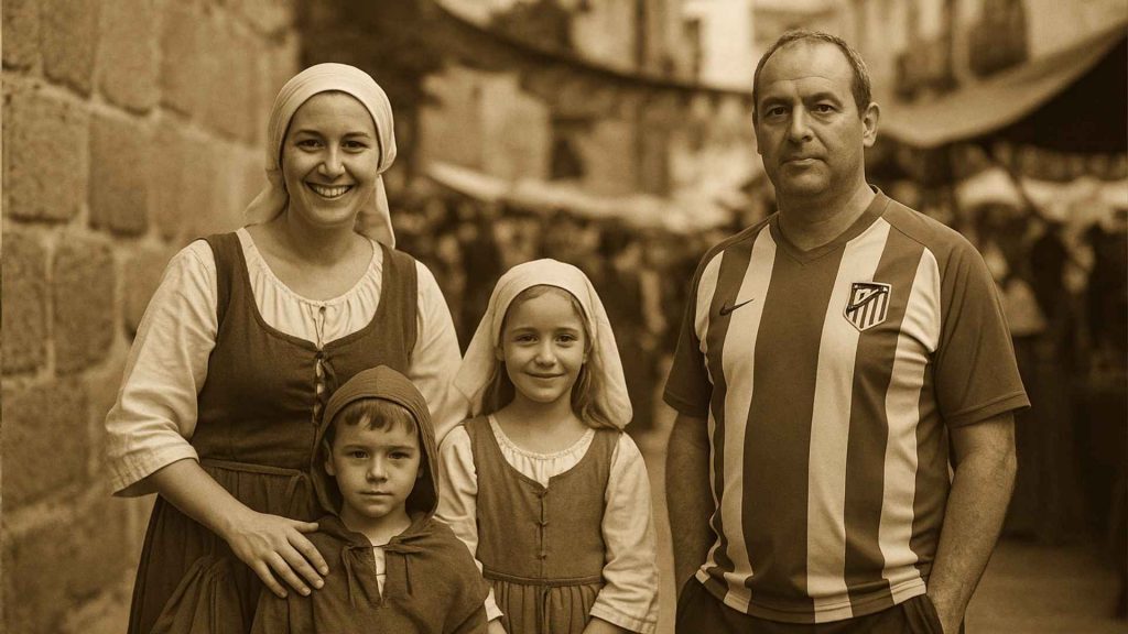 Genaro y su familia antes de lanzarse a un frenético día en los Medievales de Ávila