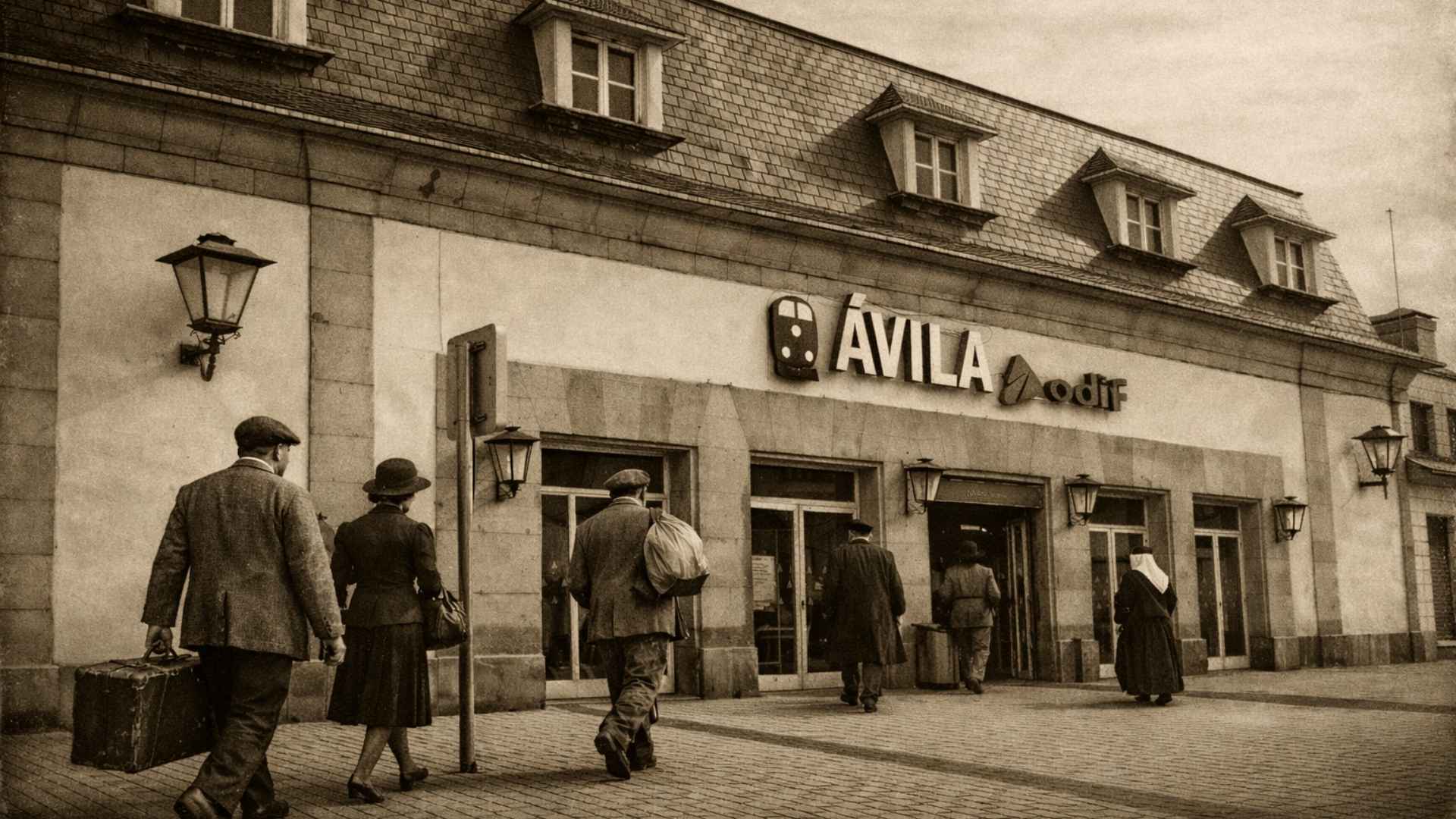 Imagen de la estación de trenes de Ávila en 1930